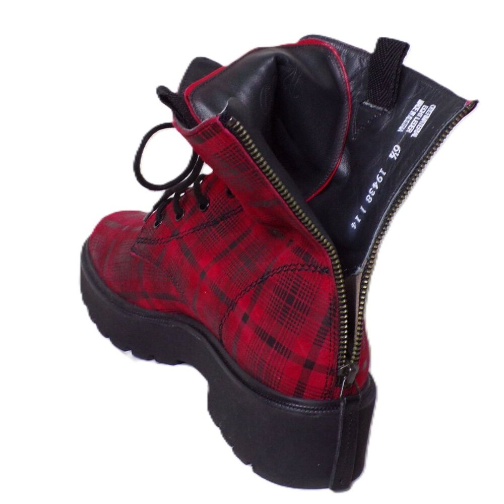 🆕 PAUL GREEN Bronx Platform Ankle Boot 9 Red Plaid - Picture 8 of 10